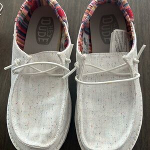 Hey Dude White Moccasin Shoes with Casual Comfort